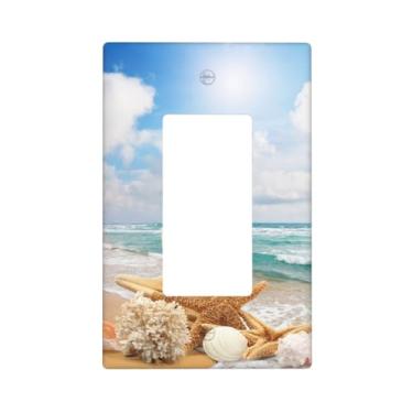 Imagem de Ocean Beach Seashell Single Gang Rocker Light Switch Placas Decorativas, 1 Placa de Parede Gang Rocker