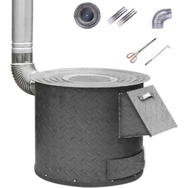 Imagem de Fogão A Lenha Para Camping Soldagem Sem Costura Com Tubo De Chaminé Para Fogueira Externa, Pátio E Quintal, Usando Vários Combustíveis, One Color, 62 * 50cm