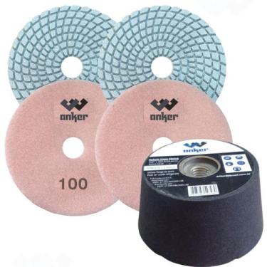 Imagem de Kit Acabamento 45 Graus Porcelanato 1 Rebolo 2 Lixas 100 - Anker