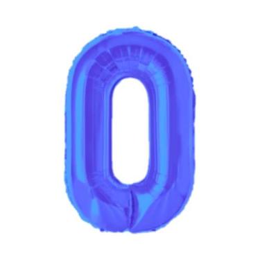 Imagem de Balão De Número Grande Azul Metalizado 40cm - PartiuFesta, 0