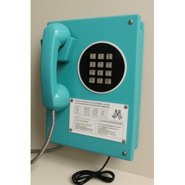 Imagem de Orelhão Telefone Interfone Público Retrô Antigo Vintage, Discagem Digital com Teclado Metálico, (Turquesa)