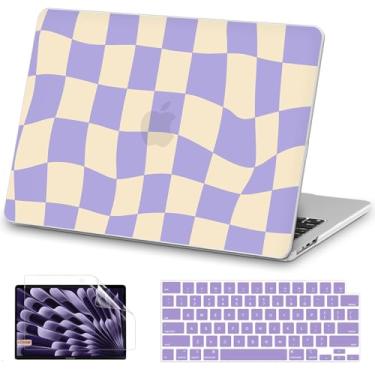 Imagem de AKIT Capa compatível com MacBook Air de 13 polegadas 2025 2024-2022 M4 M3 M2 A3240 A3113 A2681, capa rígida para laptop com padrão + protetor de tela + capa de teclado para MacBook Air de 13,6
