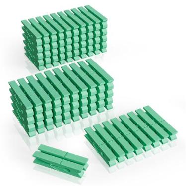 Imagem de Prendedores de roupa de madeira verde Gomedi 100 unidades de 7,3 cm pa