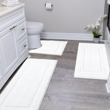 Imagem de Conjunto de tapetes Bathroom Runner SHACOS Ultra Soft Bath Mat White