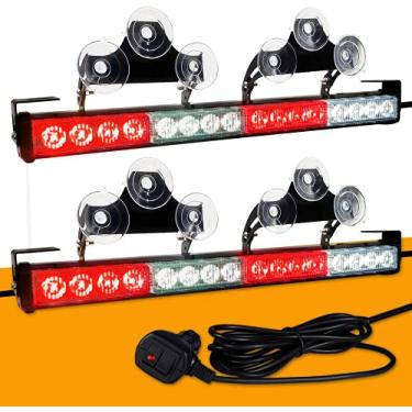 Imagem de Luzes estroboscópicas de emergência 2 em 1, 81 cm, luzes de aviso direcionais, conselheiro de trânsito, LED de segurança para janela traseira, kit de fiação com acendedor de charutos para instalação