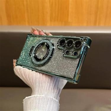 Imagem de HJZSZX para Samsung S23 FE Luxury Glitter Case Capa transparente à prova de choque (para Samsung S23 FE/verde)