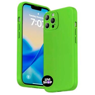 Imagem de Capa Case Capinha Compatível com iPhone 15 PRO Silicone Com Bordas Elevadas Aveludada Forro Premium (VERDE LIMÃO)