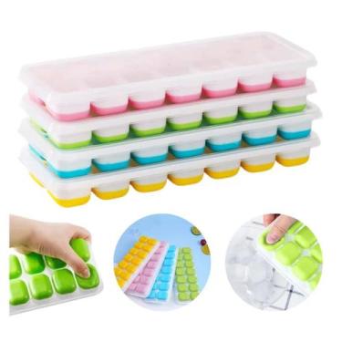 Imagem de Forma de Gelo Cubo com Tampa Rígida e Fundo Flexível em Silicone - Oxy