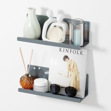 Imagem de Prateleiras flutuantes adesivas PAVSTINE Acrílico 30cm Cinza