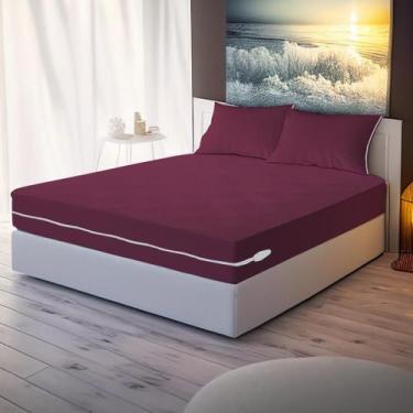 Imagem de Capa de Colchão Casal Queen + Par de Capa de Travesseiro 50x70 Malha G