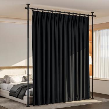 Imagem de Divisor de quarto grande (71 a 177 cm) varões de cortina largos sem perfuração, divisor de parede de 10 a 3 m, suporte ajustável para divisória de quarto, separador de painel de privacidade temporário