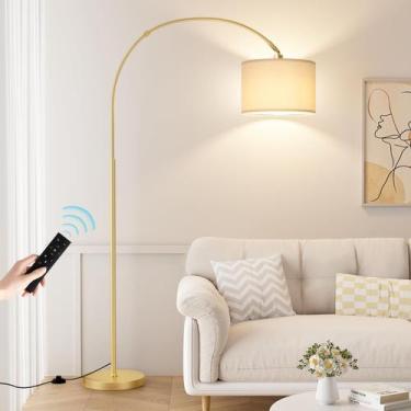 Imagem de Luminária de chão Arc Ambimall 70 regulável com controle remoto bege e