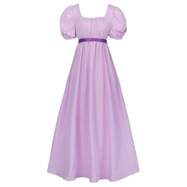 Imagem de Vestido Regency HEQU para mulheres com faixa de cetim roxo claro