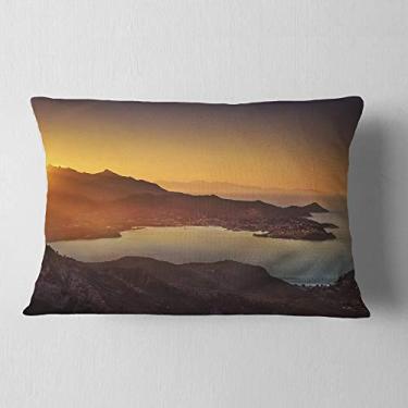 Imagem de Designart Portoferraio Bay Beach Aerial View, litro litoral, sala de estar, sofá, almofada de alta qualidade + capa de almofada impressa em ambos os lados 30 x 50 cm