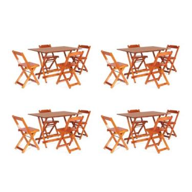 Imagem de Kit 4 Conjuntos Dobráveis 120x70 com 4 Cadeiras Mel - Móveis Britz