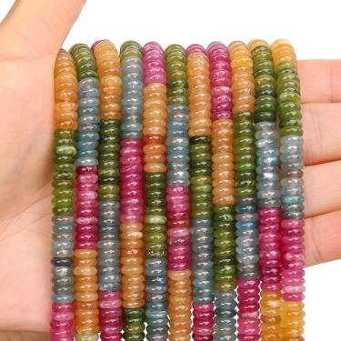 Imagem de BONNY BOXX 1 fio (150 peças) natural 2 * contas coloridas de turmalina jade rondelle de 6 mm, contas de pedra de disco de ábaco natural, pedra preciosa espaçadora solta para pulseira faça você mesmo