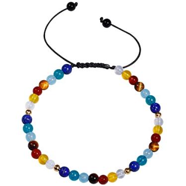 Imagem de Jewever Pulseira de 7 chacras para mulheres, cristais e pedras de cura, equilíbrio de ioga, meditação e preocupação, pedra real, corda da sorte, pulseiras ajustáveis (15 a 17,8 cm)