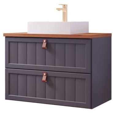 Imagem de Gabinete Banheiro em Mdf com Cuba 80cm Mgm Sense Cinza