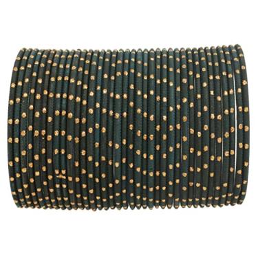 Imagem de Touchstone Coleção de pulseiras coloridas de liga indiana Bollywood metal dourado esmaltado para melhorar o pulso joias de designer para mulheres., S - Circ 7.4 in-Indn Size 2.6-Dia 2.3 in, Liga