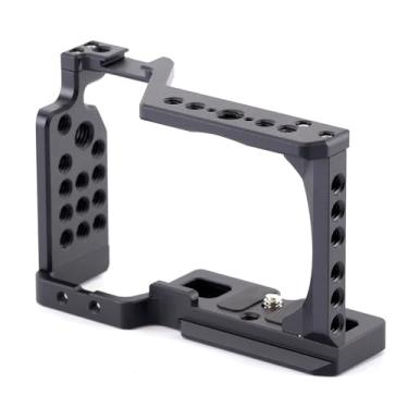 Imagem de SZZCNOX Gaiola de liberação rápida ZV-E10 para Sony ZVE10, placa de liberação rápida integrada para Arca, estabilizador de gaiola de moldura de câmera com sapata fria e orifício rosqueado de 0,63 cm