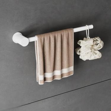 Imagem de Suporte de toalhas de banheiro de alumínio Space, montado na parede, sem necessidade de perfuração, prateleira de armazenamento de haste única, organizador de banheiro, suporte de toalhas, branco, 50