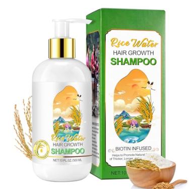 Imagem de RTBYUE Shampoo de água de arroz para crescimento do cabelo, 500 ml – vegano e totalmente natural para homens e mulheres, crescimento, queda de cabelo e antiqueda de cabelo, com biotina para presente