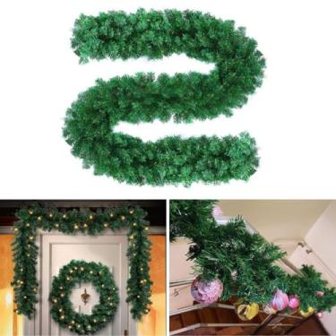 Imagem de Festão Natal Decorativo Flexível com Arame, 270 Galhos, 2,70m Guirlanda