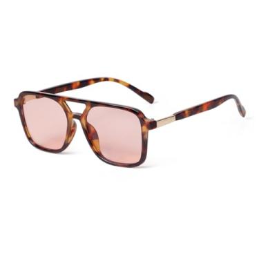 Imagem de VFDHN Óculos de sol retrô femininos e masculinos, armação transparente, lente azul, uv400, moda casual para atividades ao ar livre (2)