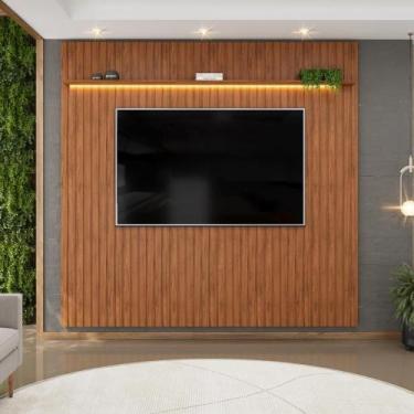 Imagem de Painel para TV até 75 Polegadas Ripado com LED DJ Móveis Trento 250 Fr