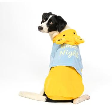 Imagem de DELIFUR Fantasia de urso de Halloween para cães – Adorável moletom com capuz para animais de estimação médios, roupas fofas, cosplay, amarelo, amigo da pele (urso amarelo, grande)