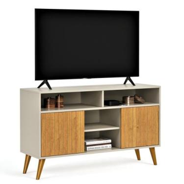 Imagem de Rack Intense 1.10 Tv 32 Polegadas Nichos Prateleiras Pés Pvc Decoração