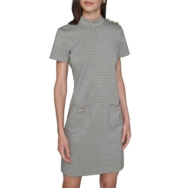 Imagem de Karl Lagerfeld Minivestido feminino de manga curta com gola redonda, Marrom multi, 42