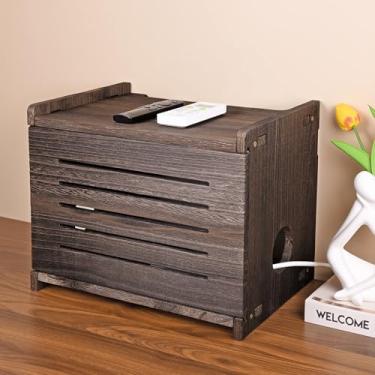 Imagem de BEARUT Prateleira para roteador, prateleira, suporte para projetor, caixa de armazenamento, modem cabo, capa de roteador, régua organizada, gerenciamento de cabos, hider rack da Wood