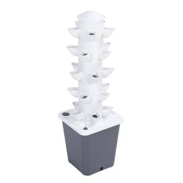 Imagem de Cffuvros 25 Hole Hydroponic Growing System Tower, Indoor Vertical Garden with Aeroponic Technology, Mini Column Design for Home School Engineering Projects, Space Saving Solution (EU Plug)