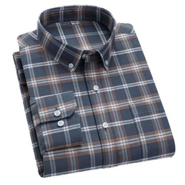 Imagem de Camisa masculina Cromoncent de manga comprida Oxford 100% algodão