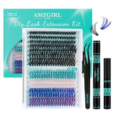 Imagem de AMZGIRL LASH Kit De Cílios Postiços 320 Peças, Extensão 40D, Cola E Selador À Prova D'Água, Removedor Para Individuais Coloridos, Aplicador, Faça Você Mesmo (Kit D-Mix9-16Mm)