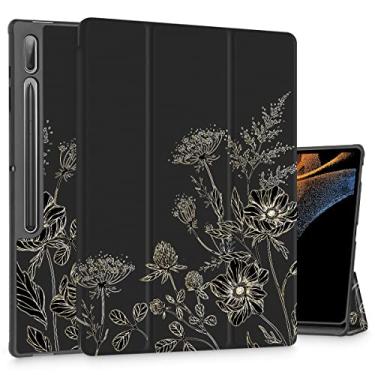 Imagem de Tuiklol Capa para tablet Samsung Tab S10 Ultra (versão 2024) / Tab S9 Ultra 14,6 polegadas (versão 2023), suporte para lápis embutido, capa rígida fina com três dobras, suporte para despertar/hibernar
