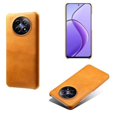 Imagem de Capa para OPPO Realme 12 5G,Proteção contra quedas,Casca de volta de cor sólida simples,Design de couro de imitação de plástico-Orange