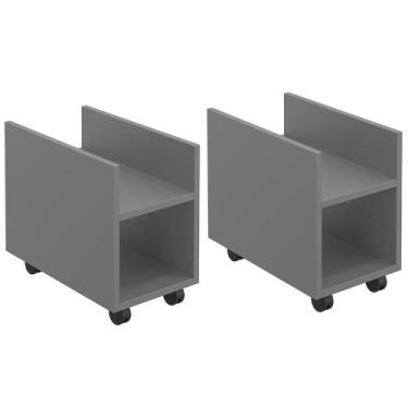 Imagem de Kit 02 Suportes Para Cpu E Nobreak Com Rodízios Guide L03 Cinza - LYAM