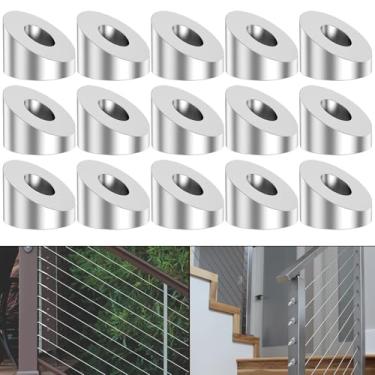 Imagem de Arruela chanfrada de 15 peças de aço inoxidável de 30 graus de aço inoxidável de 1/10.2 cm, ferragens invisíveis para trilhos de cabos de deck de 1/20.3 cm 5/81.3 cm 3/40.6 cm
