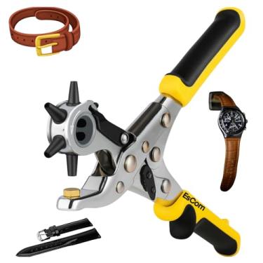 Imagem de Alicate Furador 9 Pol com 6 Tamanhos de Furos – Ferramenta Profissional para Couro, Cintos, Sapatos, Bolsas, EVA e Artesanato