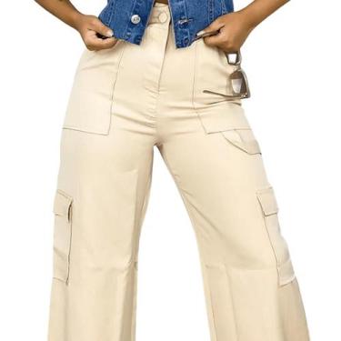 Imagem de Calça Cargo Premium Alfaiataria Social Festa Linda Blogueira Pantalona