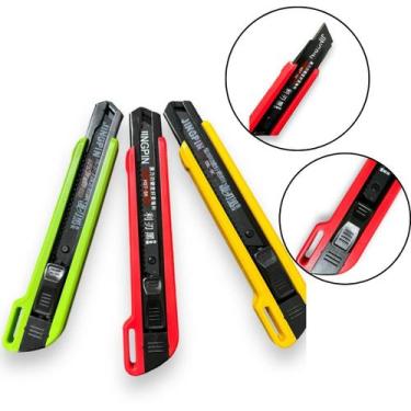 Imagem de Kit 10 Estiletes Profissionais Retrátil C/ Trava 18mm Cores - Berto Av