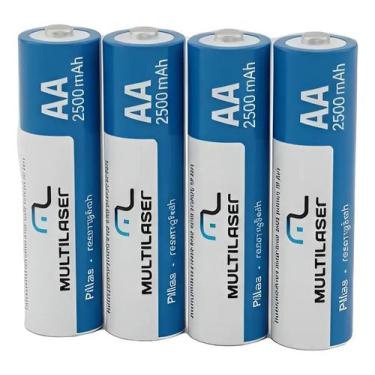 Imagem de Pilhas recarregaveis aa (2500mah) 4 uni cb052 - MULTILASER
