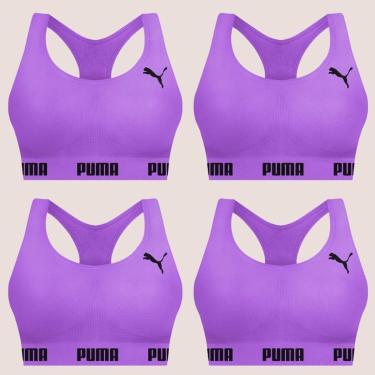 Imagem de Kit Com 4 Tops Puma Nadador Sem Costura E Sem Bojo Fitness Fit Para Academia Corrida Treino-Feminino