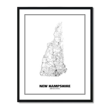 Imagem de Susie Arts Pôster de arte abstrata de mapa rodoviário de rua do estado de Nova Hampshire, 28 x 35,5 cm, decoração de parede, casa, escritório, escola, sds026