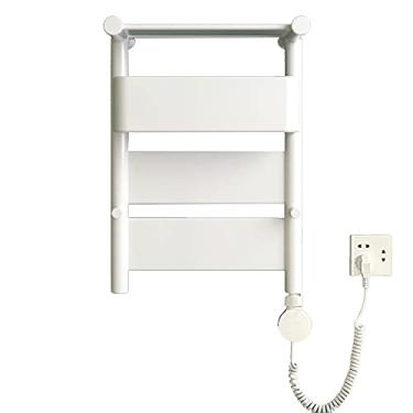 Imagem de Aquecedor de toalhas com temporizador, 3 barras, montagem na parede, toalheiro elétrico aquecido, radiador com prateleira superior, espaço de temperatura constante, prateleira de secagem de toalha