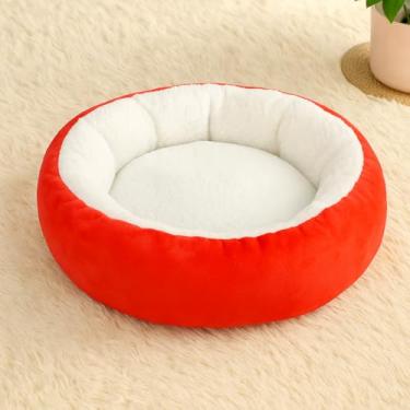 Imagem de Cama para Pet com Tecido Sherpa - Conforto Premium, Base Antiderrapante e Aconchego para Cachorros e Gatos (Vermelho)