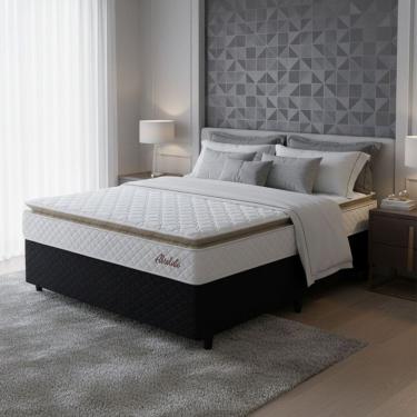 Imagem de Cama Box Baú Colchão Casal Molas Ensacadas Absoluto Pillow Top 138x188x64cm