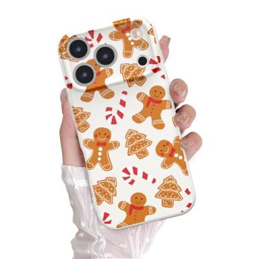Imagem de DYFYFKDI Capa de Natal para iPhone 17 Pro, capa fofa de Natal, Feliz Natal, biscoito de gengibre, estampa de papai noel, presentes estéticos, meninas, mulheres, crianças, capa protetora de TPU macio